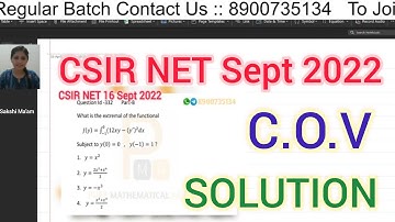 CSIR NET September 2022 Mathematics | Calculus of Variation Solution | CSIR Sept 2022 COV Solution
