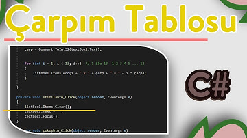 C# Çarpım Tablosu Yapımı