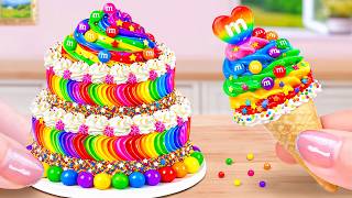 Swirling Mini Rainbow Buttercream 2-layer Cake 🍫 Perfect Mini Cake Challenge 🌈 How To Cake