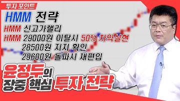 신고가랠리 HMM 29000원 이탈시 50% 차익실현 & 28500원 지지 확인 & 29600원 돌파시 재편입