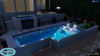 Geometric Pool & Spa with Faux Infinity Edge & Swim-up Bar
