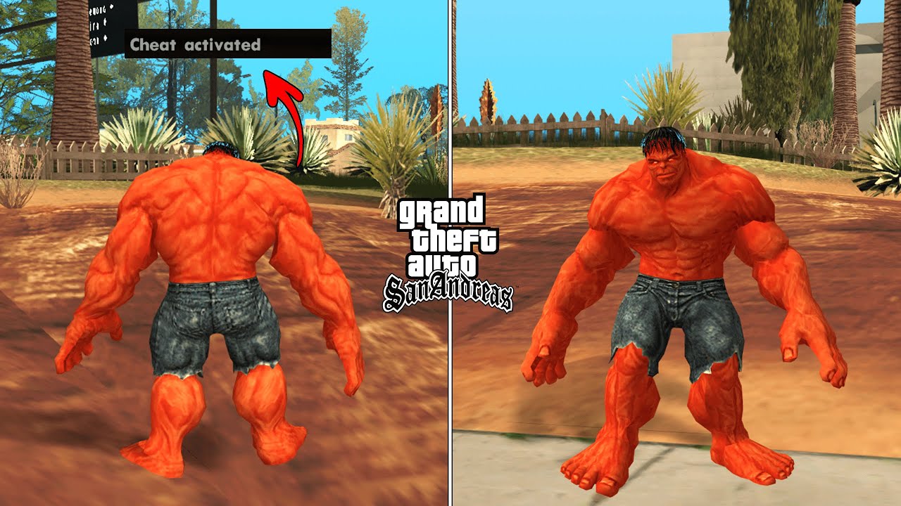 Secret Red Hulk Cheat Code In Gta San Andreas All Abilities Youtube - gta san andreas cj roblox skin mod gtainside com