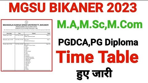 mgsu University Bikaner time table 2023,m.a,m.sc,m.com,PGDCA,PG Diploma time table, mgsu time table
