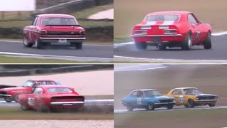 Group N O3L sideways in the wet Phillip Island Classic 2009 Historic Touring cars Mustang vs Torana