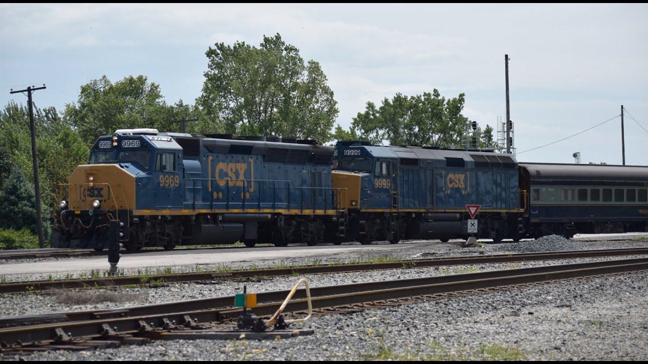 CSX Geometry Train backs into Walbridge Yard with CSX 9969 and 9999, 8