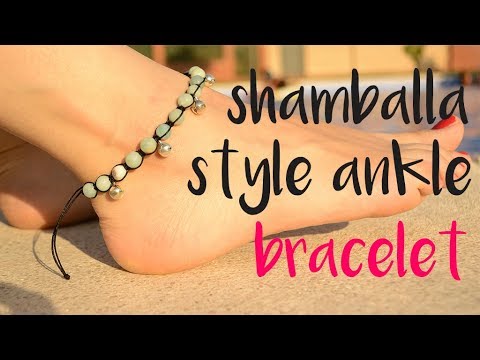 DIY shamballa 스타일 발목 팔찌 만드는 방법 // DIY shamballa 팔찌