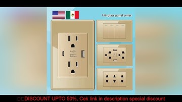 Depoguye US Mexico Wall Light Switch Socket 5V 2.1A USB Type-c Charger Plug,Golden Glass Panel Ameri