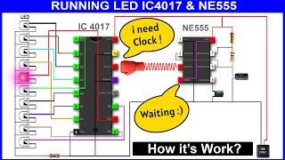 หลักการทำงานของ Running LED IC 4017 & NE555 | LED Chaser อธิบาย