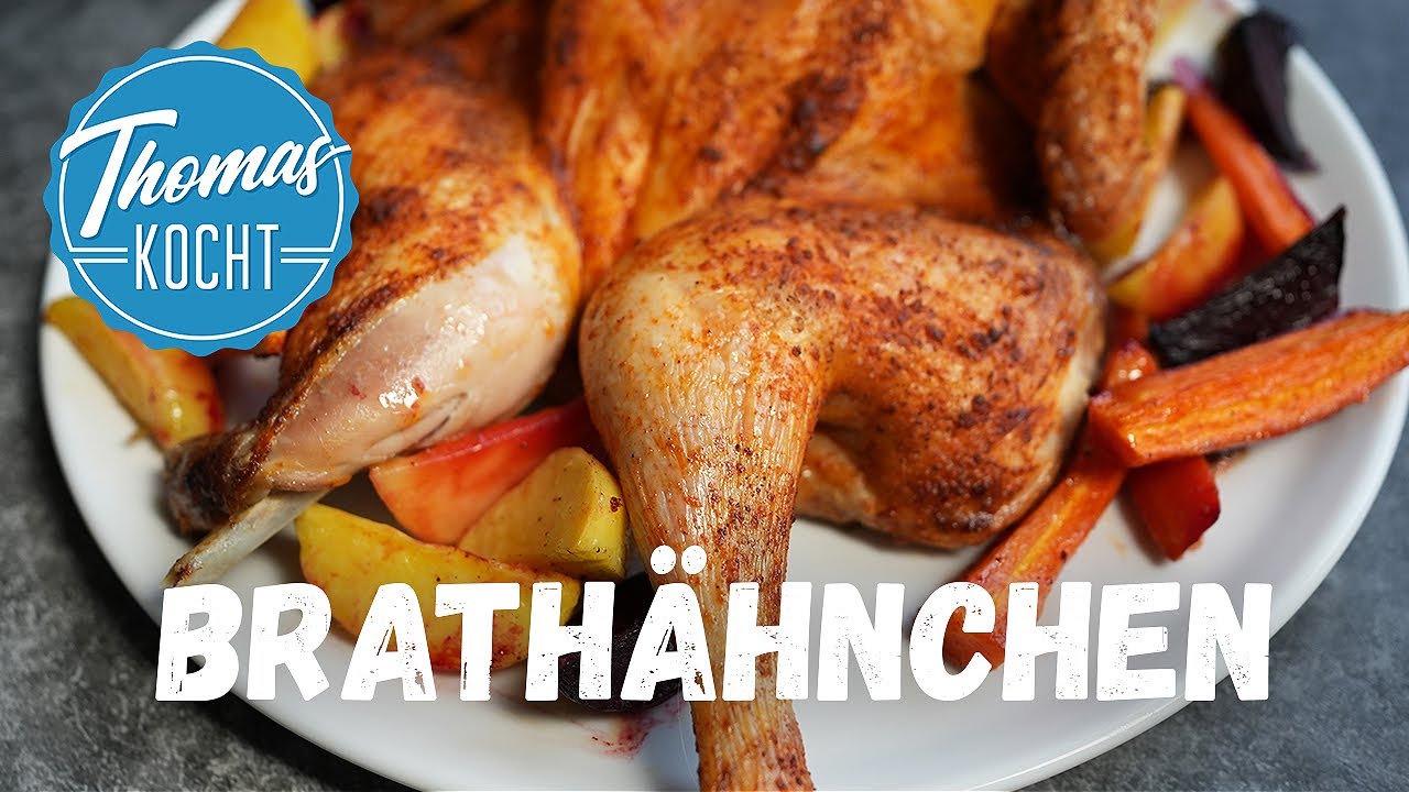Knuspriges Brathähnchen mit Ofengemüse