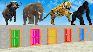 Cow, Elephant, Gorilla, Tiger, Buffalo Guess The Right Door ESCAPE ROOM CHALLENGE Game