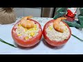 Receta de Tomate Relleno frio para entrada en Navidad, porque no? Silvana Cocina