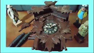 Antiguo RELOJ CUCU Aleman simple de 2 pesas Selva negra Chocolate Madera