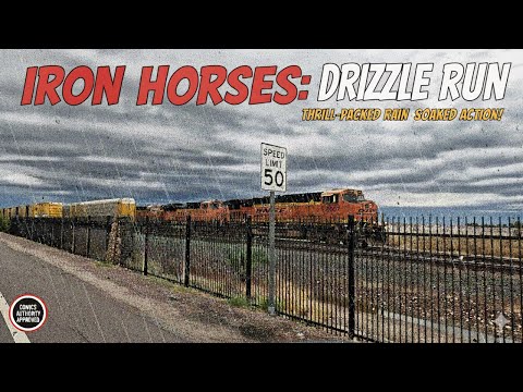 The Perfect Catch: BNSF Trains on a Rainy Track