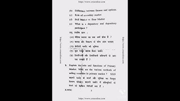 Fundamentals Of Stock Market CRSU Question paper feb 2021 B. Com final year (5th semester)