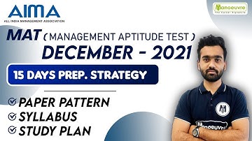 MAT In December 2021 | 15 Days Preparation Strategy | Paper Pattern | Syllabus | Study Plan....