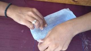 Tracing design transfer for embroidery using kerosene and chalk powder