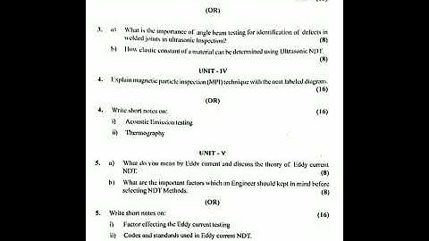 Non Destructive Evaluation and Testing , 6th sem - main/back paper (2019)