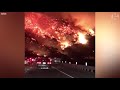 Commuter drives through raging wildfire in California – dashcam video
