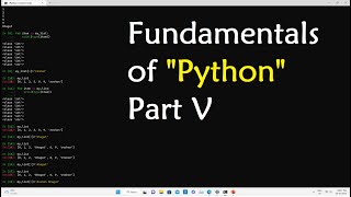 Fundamentals Of Python Part V .Bhagat
