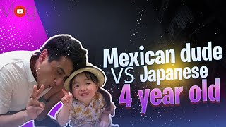 Mexican dude and japanese 4 year old girl try to solve a puzzle    This happens