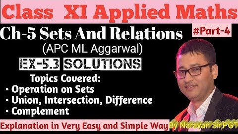 Ex-5.3 Solutions•Ch-5 Sets and Relations•Operations on Sets•APC ML Aggarwal•CBSE 11 Applied Maths