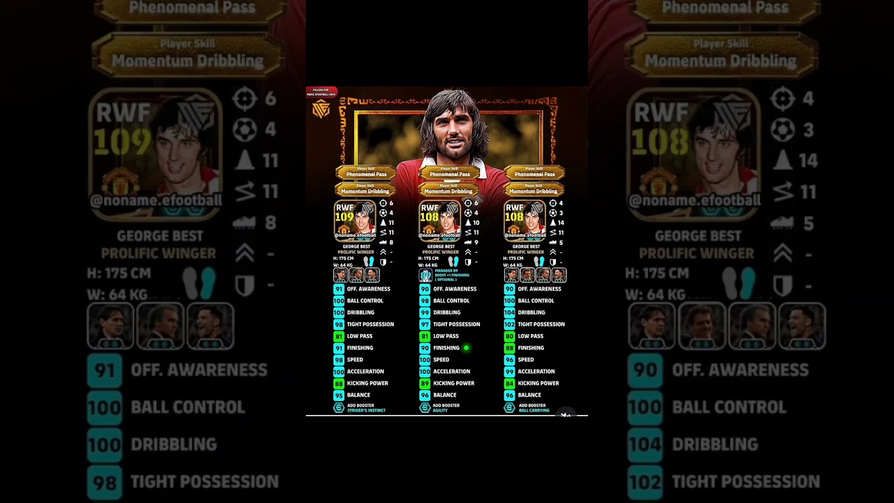 109 GEORGE BEST TRAINING GUIDE #efootball2026 #georgebest #best #pesmobileبيس #pes #efootball