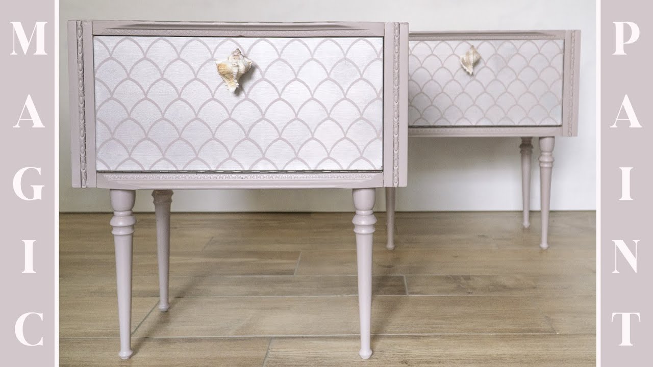 Restyling moderno di 2 vecchi comodini con Stencil Sirena! Impara e divertiti con Elisa&MagicPaint !