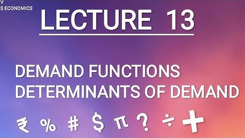 (LECTURE 13) Demand function/ determinants of demand.
