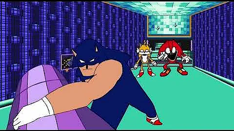 Sonic throws pillar at Knuckles meme