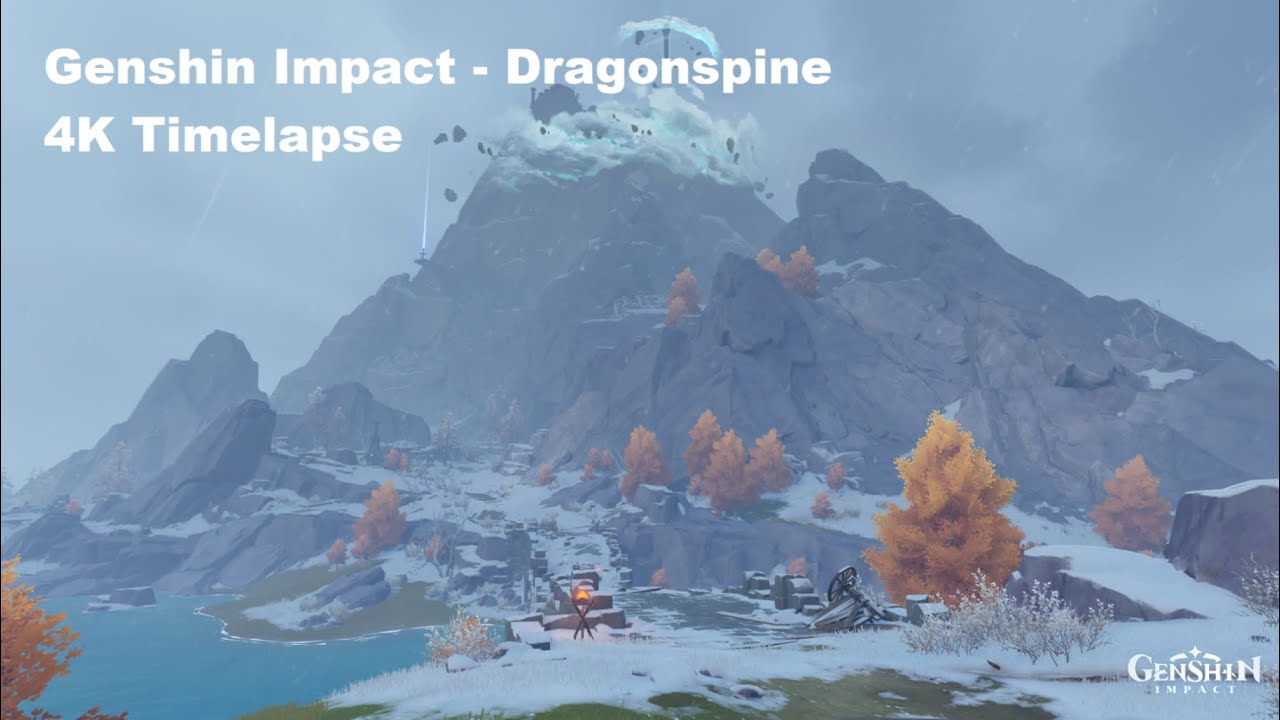 Relaxing Genshin Impact OST Music for Study & Sleep - Dragonspine 4K Timelapse