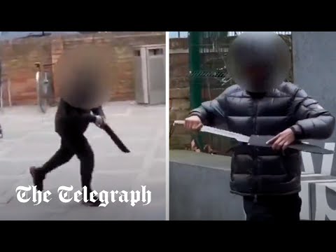 Youths brandishing machetes caught in shocking video footage in Nottingham