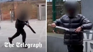video: Watch: Machete-wielding youths clash in Nottingham city centre