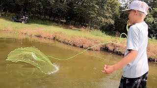 Cast Netting Our Pond to Feed the Pet BASS!