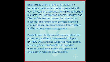 Ben Hissam On Hazardous Materials High Risk Safety Safety Connect 2025 