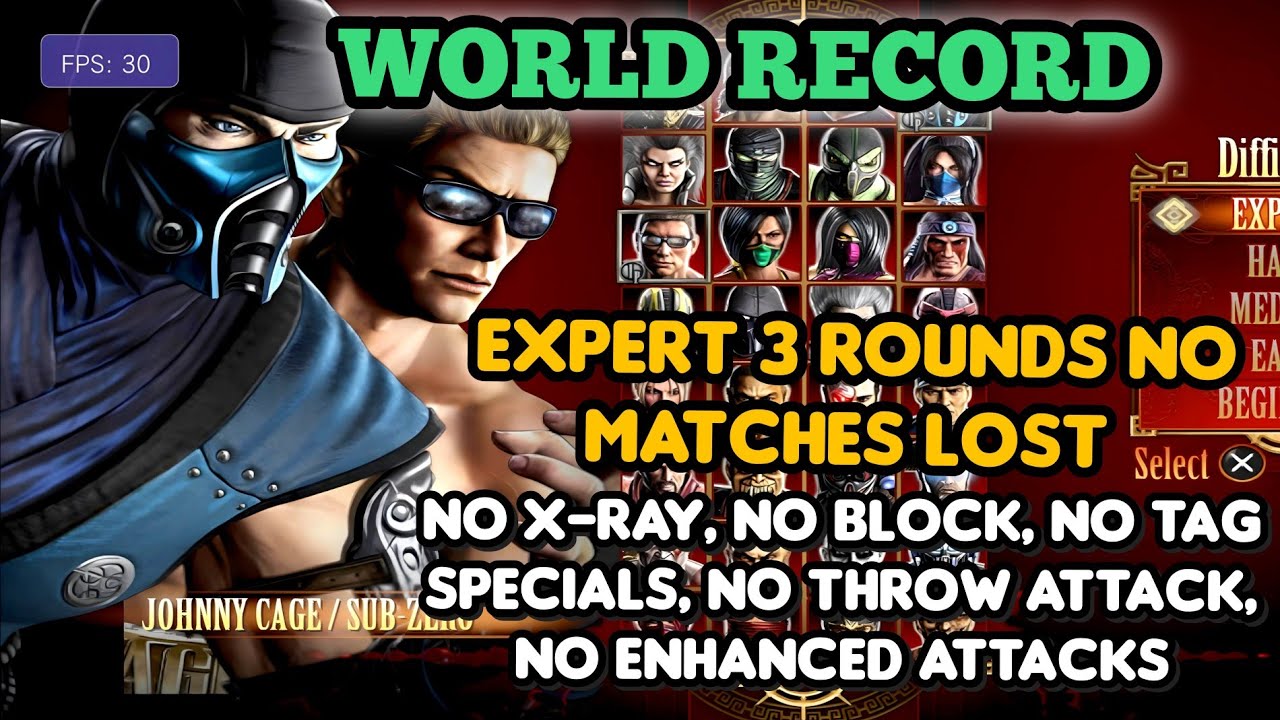 VITA3K MK9 JOHNNY/SUBZERO EXPERT (NO X-RAY, NO BLOCK, NO TAG SPECIALS, NO THROW, NO ENHANCED ATTACK)
