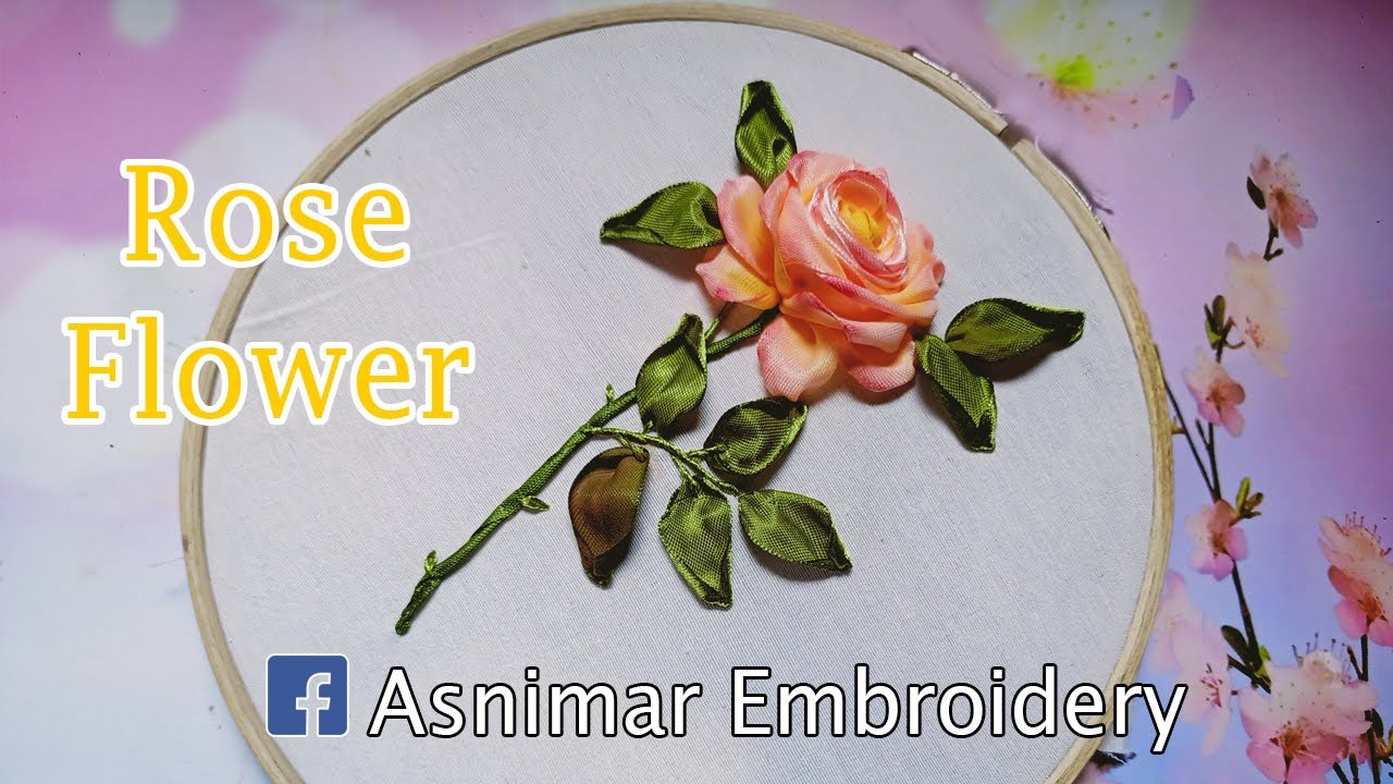 Rose Flower Ribbon Embroidery Design & Tutorial YouTube