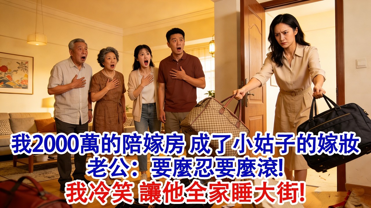 我2000萬的陪嫁房，成了小姑子的嫁妝。老公：要麼忍要麼滾！我冷笑，讓他全家睡大街！#婆媳 #家庭 #婚姻 #情感故事 #為人處世