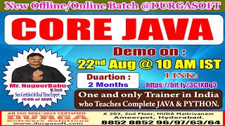 CORE JAVA Offline/Online Training @ DURGASOFT screenshot 5
