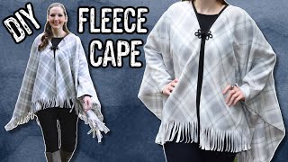 DIY Fleece Cape/Poncho | How to Make a Poncho without a Pattern | Easy Sewing Projects for Beginners