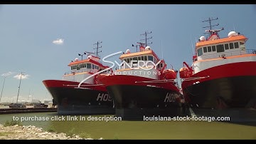 559 Oil field support ships at dock port fourchon Louisiana