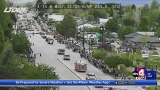 Procession honors fallen Utah officer killed by semi-truck