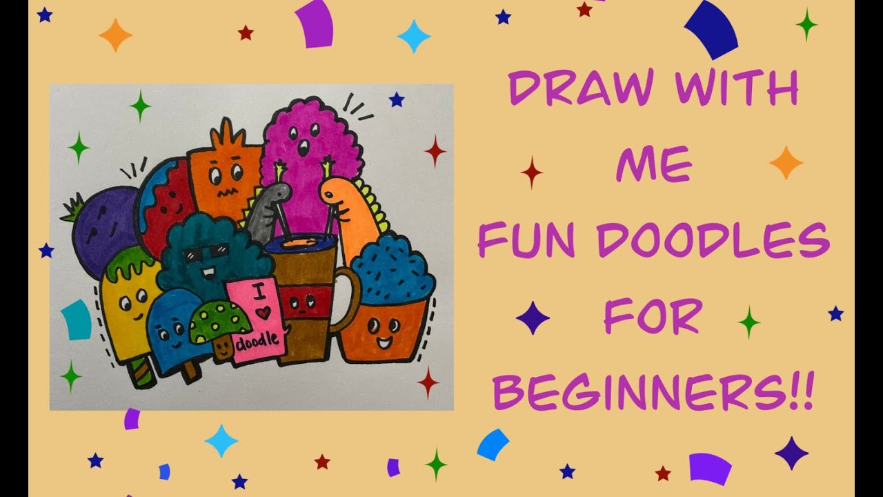 Draw with me fun doodles for beginners! easy doodles! fun with shapes ...