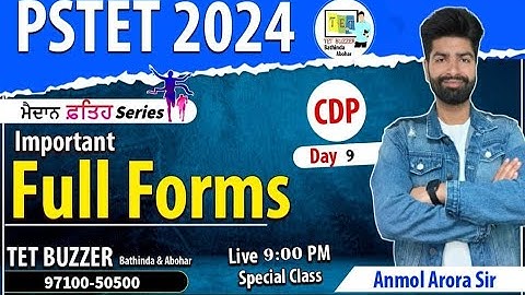 PSTET 2024 CDP Preparation | Psychology for PSTET  | Special Class 09 | TET BUZZER Academy