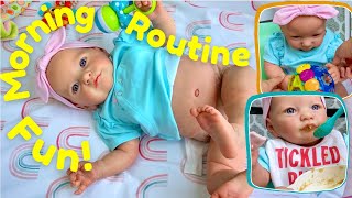 Reborn Morning Routine: Playing, Feeding & Changing Baby Skya's Dirty Diaper!