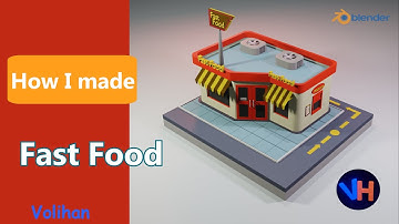 Fast Food - Blender 2.83 Modeling Low Poly Building Timelapse