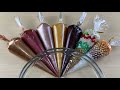 "Rich Golden Pearl Slime" Making Super Glossy Gold Slime With Piping Bags | ASMR Slime Video #0135