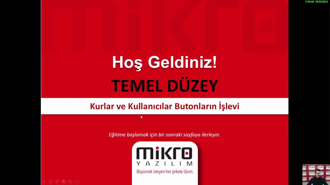 Mikro Yazılım Kurlar ve Kullanıcılar Butonların İşlevi Eğitimi