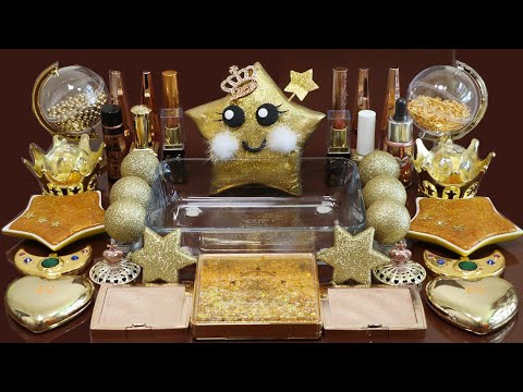 Mixing&amp;<strong>quot</strong>;GoldStar&amp;<strong>quot</strong>; Eyeshadow and Makeup,parts,glitter Into <strong>Slime</strong>!Satisfying <strong>Slime</strong> Video!