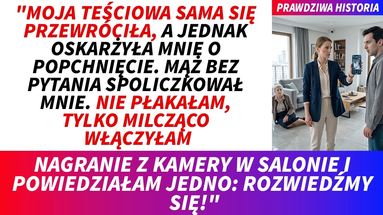 Teściowa sama poślizgnęła się na mokrych kafelkach, ale gdy mąż wszedł do domu, nagle zaczęła krzyczeć, że to ja ją popchnęłam. Kamil bez jednego pytania uderzył mnie w twarz tak mocno, że...