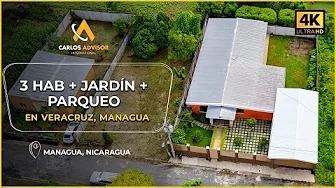 Casa en Venta en Veracruz, Managua | 3 Habitaciones + Jardín + Parqueo Techado